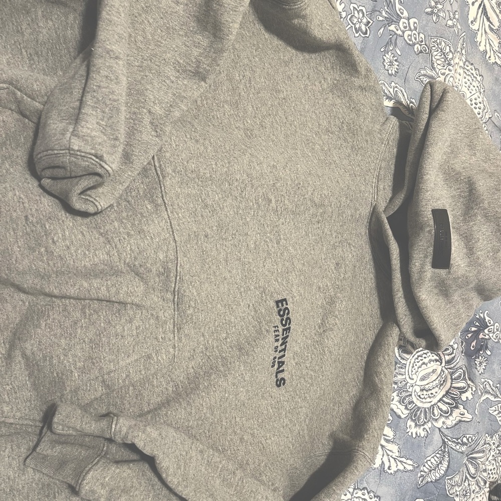 GREY ESSENTIALS HOODIE